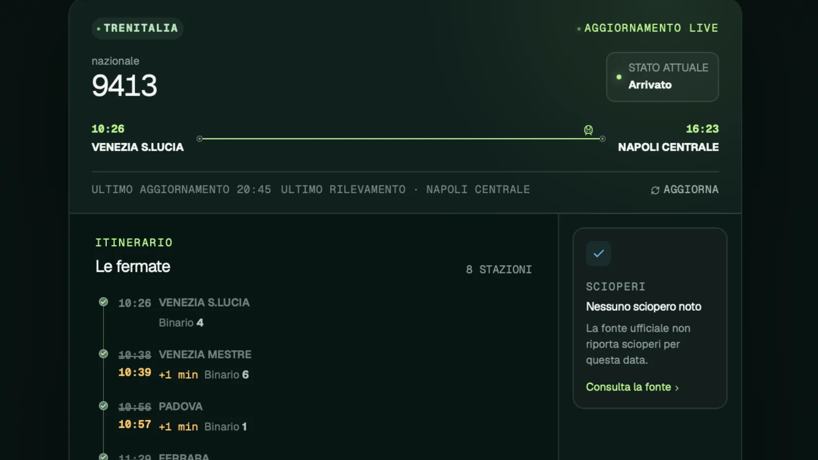 Screenshot dell'applicazione da PC.